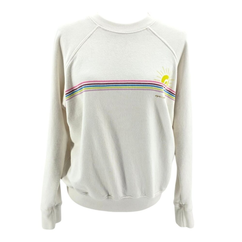 Spiritual Gangster X Peloton Womens Small Sweatshirt Rainbow Stripe Sun Ivory
